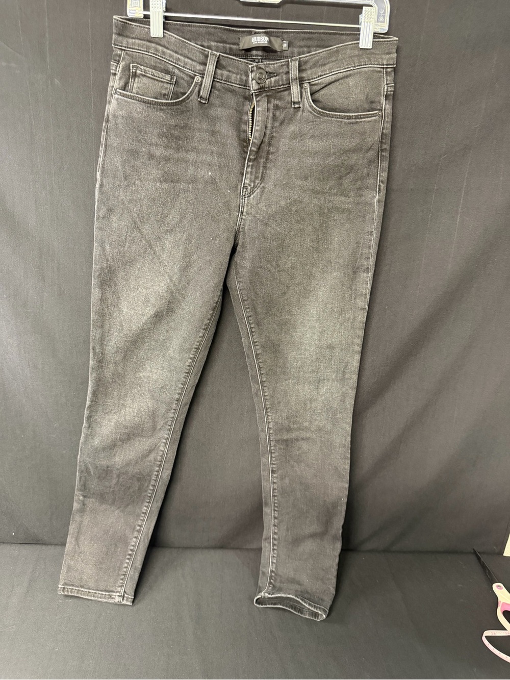 Hudson Barbara Super Skinny Jeans 28 Black Charcoal Stretch Denim